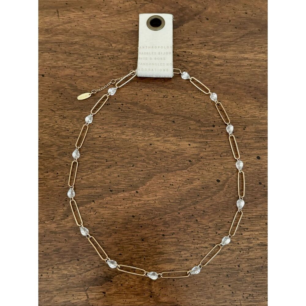 Serefina for Anthropologie | Crystal Link Necklace | 16” Adjustable